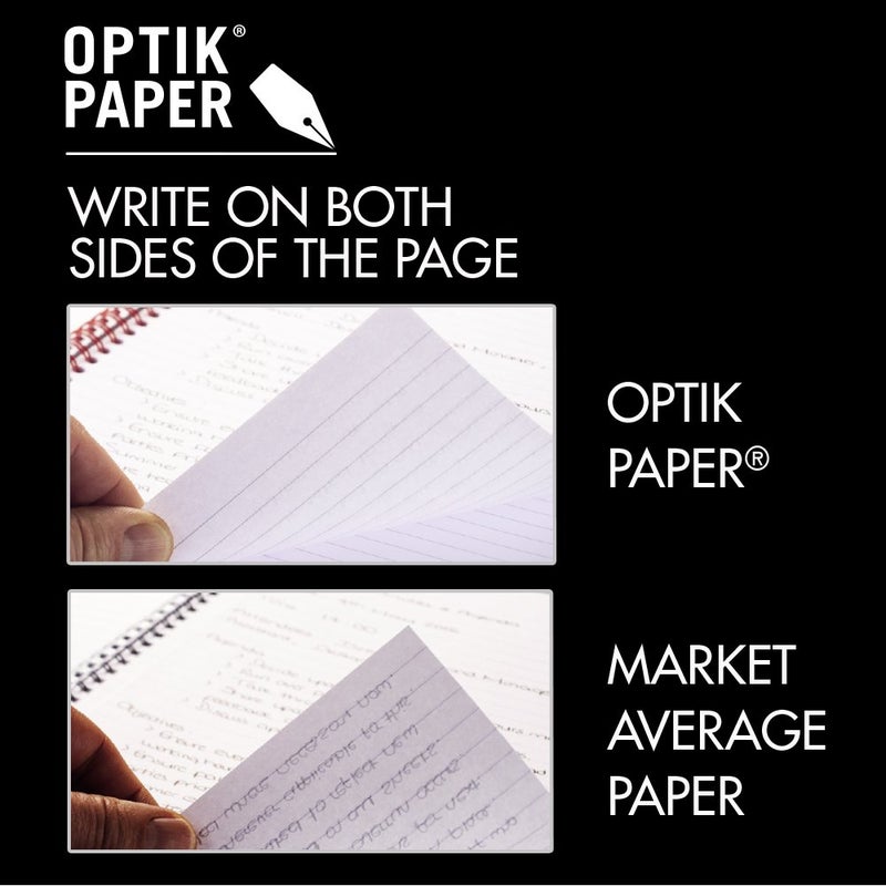 Black n' Red Notebook, Business Journal, 11" x 8", 70 Sheets, Ruled, Optik Paper, Scribzee App, Flexible Poly Cover, Wirebound, Black (K67030) - Image 3